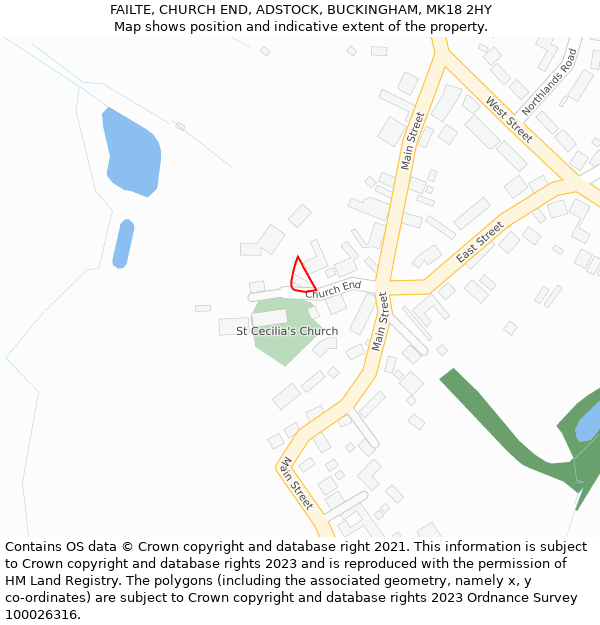 FAILTE, CHURCH END, ADSTOCK, BUCKINGHAM, MK18 2HY: Location map and indicative extent of plot