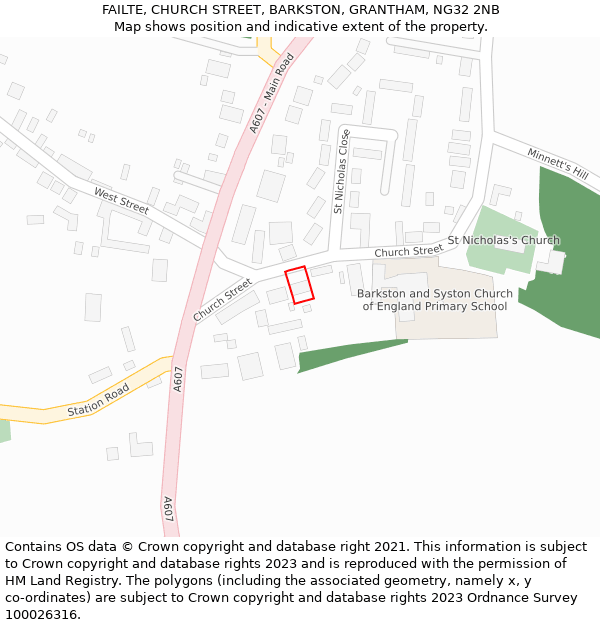 FAILTE, CHURCH STREET, BARKSTON, GRANTHAM, NG32 2NB: Location map and indicative extent of plot