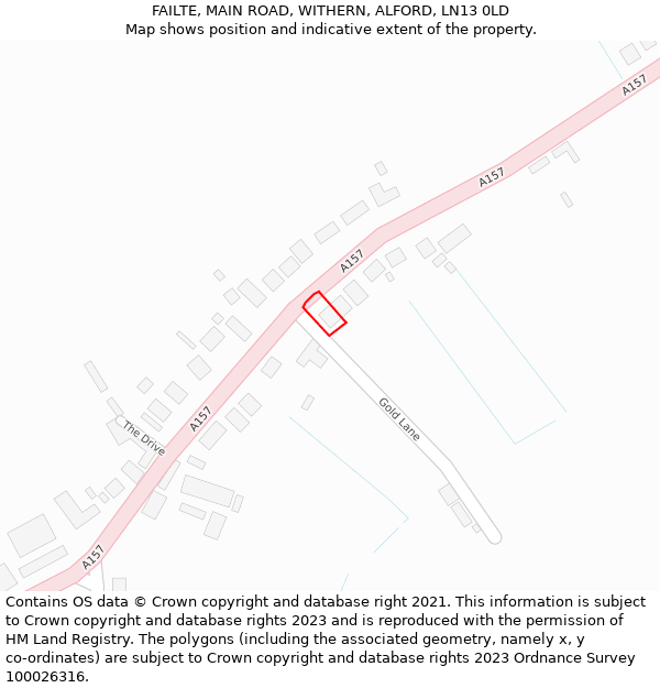 FAILTE, MAIN ROAD, WITHERN, ALFORD, LN13 0LD: Location map and indicative extent of plot