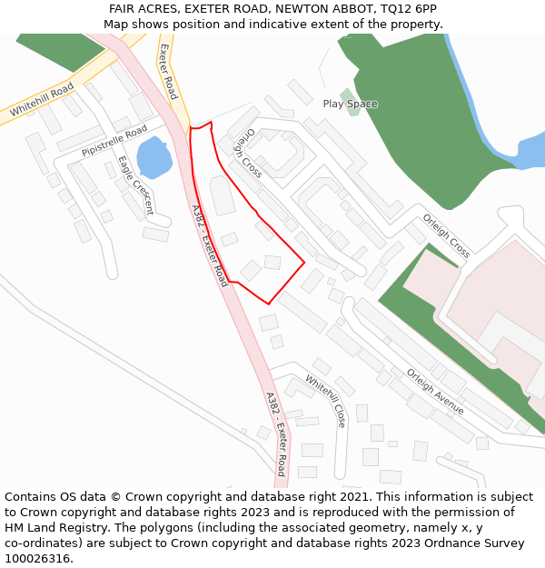 FAIR ACRES, EXETER ROAD, NEWTON ABBOT, TQ12 6PP: Location map and indicative extent of plot