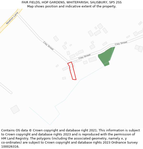 FAIR FIELDS, HOP GARDENS, WHITEPARISH, SALISBURY, SP5 2SS: Location map and indicative extent of plot