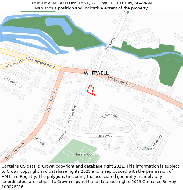 FAIR HAVEN, BUTTONS LANE, WHITWELL, HITCHIN, SG4 8AN: Location map and indicative extent of plot