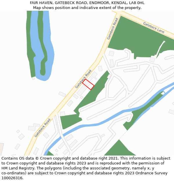 FAIR HAVEN, GATEBECK ROAD, ENDMOOR, KENDAL, LA8 0HL: Location map and indicative extent of plot