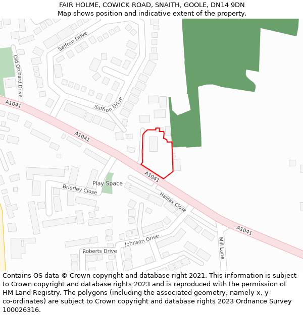 FAIR HOLME, COWICK ROAD, SNAITH, GOOLE, DN14 9DN: Location map and indicative extent of plot
