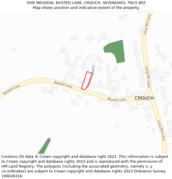 FAIR MEADOW, BASTED LANE, CROUCH, SEVENOAKS, TN15 8PZ: Location map and indicative extent of plot