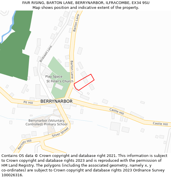 FAIR RISING, BARTON LANE, BERRYNARBOR, ILFRACOMBE, EX34 9SU: Location map and indicative extent of plot