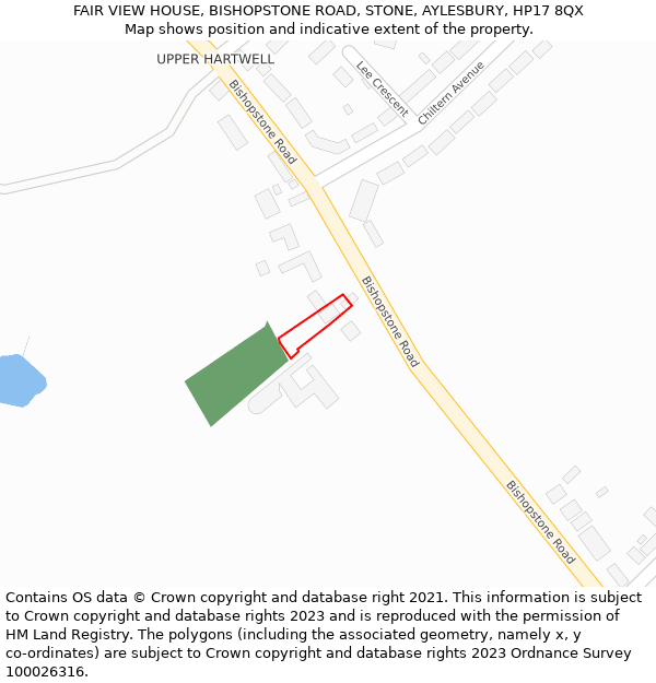 FAIR VIEW HOUSE, BISHOPSTONE ROAD, STONE, AYLESBURY, HP17 8QX: Location map and indicative extent of plot