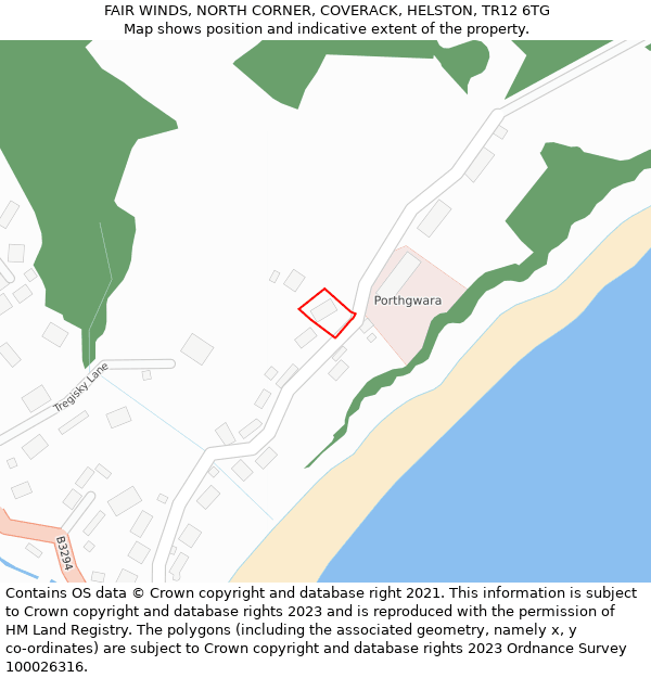 FAIR WINDS, NORTH CORNER, COVERACK, HELSTON, TR12 6TG: Location map and indicative extent of plot