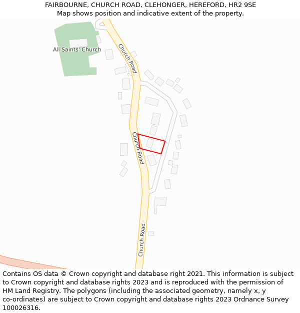 FAIRBOURNE, CHURCH ROAD, CLEHONGER, HEREFORD, HR2 9SE: Location map and indicative extent of plot