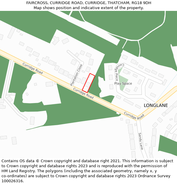 FAIRCROSS, CURRIDGE ROAD, CURRIDGE, THATCHAM, RG18 9DH: Location map and indicative extent of plot