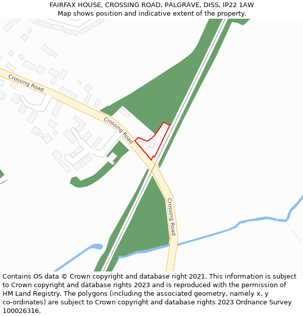 FAIRFAX HOUSE, CROSSING ROAD, PALGRAVE, DISS, IP22 1AW: Location map and indicative extent of plot