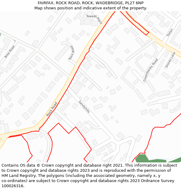 FAIRFAX, ROCK ROAD, ROCK, WADEBRIDGE, PL27 6NP: Location map and indicative extent of plot