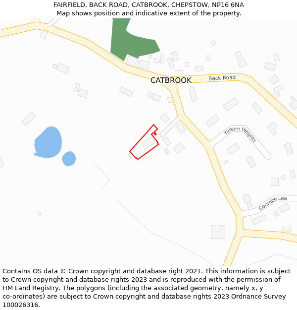 FAIRFIELD, BACK ROAD, CATBROOK, CHEPSTOW, NP16 6NA: Location map and indicative extent of plot