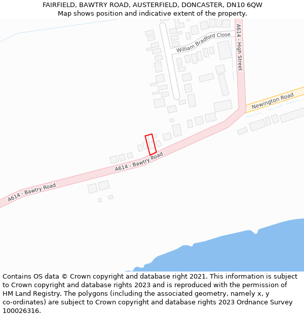 FAIRFIELD, BAWTRY ROAD, AUSTERFIELD, DONCASTER, DN10 6QW: Location map and indicative extent of plot