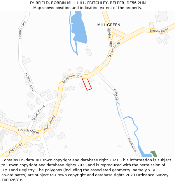 FAIRFIELD, BOBBIN MILL HILL, FRITCHLEY, BELPER, DE56 2HN: Location map and indicative extent of plot