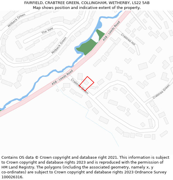 FAIRFIELD, CRABTREE GREEN, COLLINGHAM, WETHERBY, LS22 5AB: Location map and indicative extent of plot