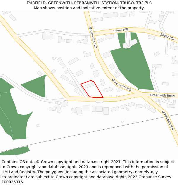 FAIRFIELD, GREENWITH, PERRANWELL STATION, TRURO, TR3 7LS: Location map and indicative extent of plot