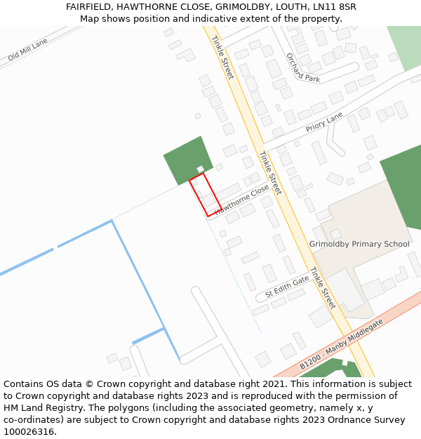 FAIRFIELD, HAWTHORNE CLOSE, GRIMOLDBY, LOUTH, LN11 8SR: Location map and indicative extent of plot