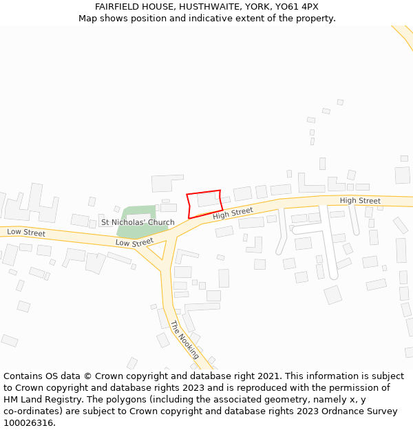 FAIRFIELD HOUSE, HUSTHWAITE, YORK, YO61 4PX: Location map and indicative extent of plot