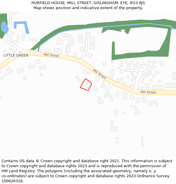 FAIRFIELD HOUSE, MILL STREET, GISLINGHAM, EYE, IP23 8JS: Location map and indicative extent of plot