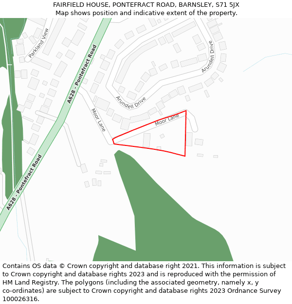 FAIRFIELD HOUSE, PONTEFRACT ROAD, BARNSLEY, S71 5JX: Location map and indicative extent of plot