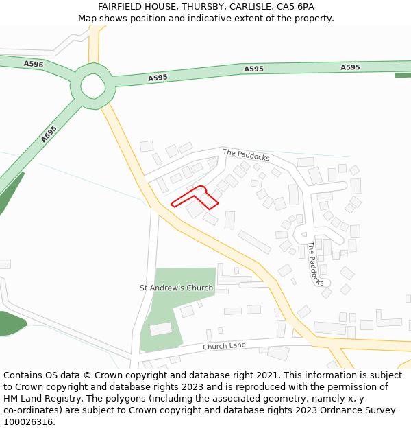 FAIRFIELD HOUSE, THURSBY, CARLISLE, CA5 6PA: Location map and indicative extent of plot