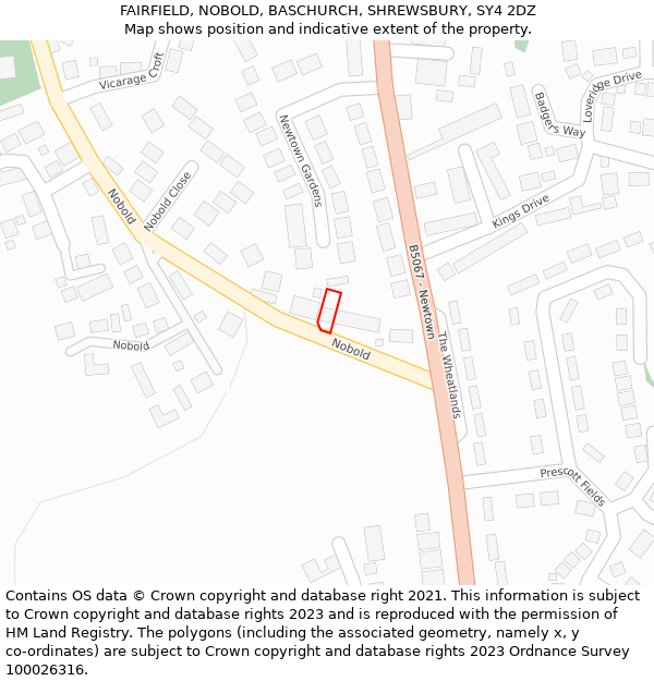 FAIRFIELD, NOBOLD, BASCHURCH, SHREWSBURY, SY4 2DZ: Location map and indicative extent of plot