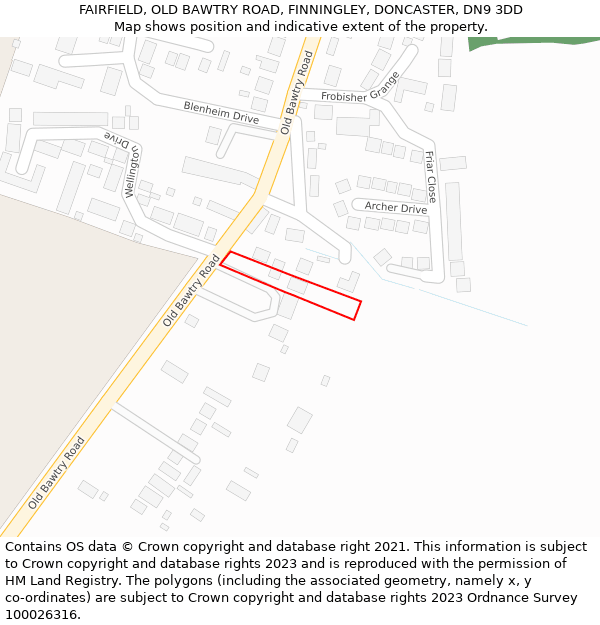 FAIRFIELD, OLD BAWTRY ROAD, FINNINGLEY, DONCASTER, DN9 3DD: Location map and indicative extent of plot