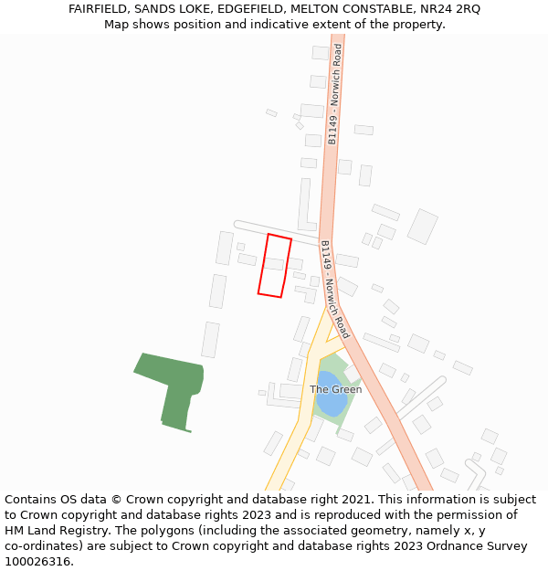 FAIRFIELD, SANDS LOKE, EDGEFIELD, MELTON CONSTABLE, NR24 2RQ: Location map and indicative extent of plot