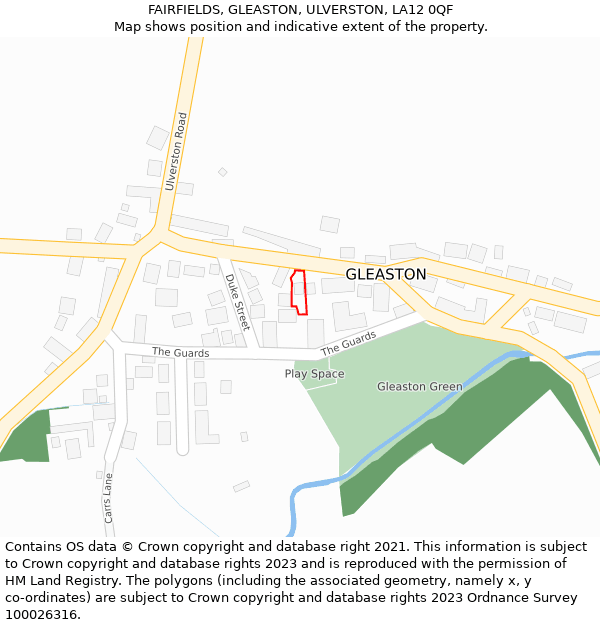 FAIRFIELDS, GLEASTON, ULVERSTON, LA12 0QF: Location map and indicative extent of plot