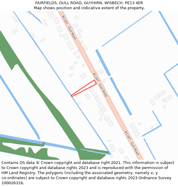 FAIRFIELDS, GULL ROAD, GUYHIRN, WISBECH, PE13 4ER: Location map and indicative extent of plot