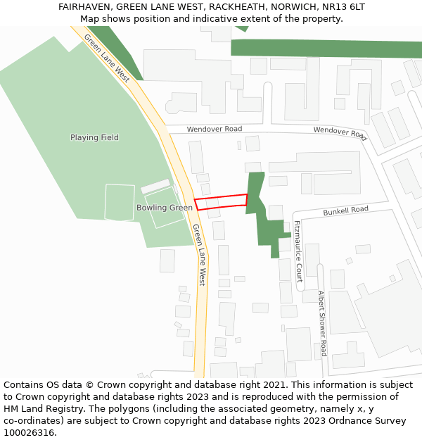 FAIRHAVEN, GREEN LANE WEST, RACKHEATH, NORWICH, NR13 6LT: Location map and indicative extent of plot