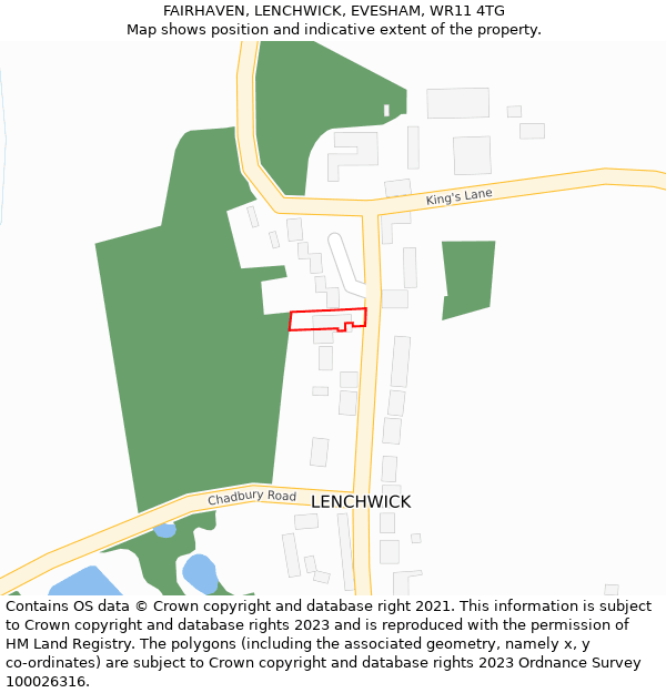 FAIRHAVEN, LENCHWICK, EVESHAM, WR11 4TG: Location map and indicative extent of plot