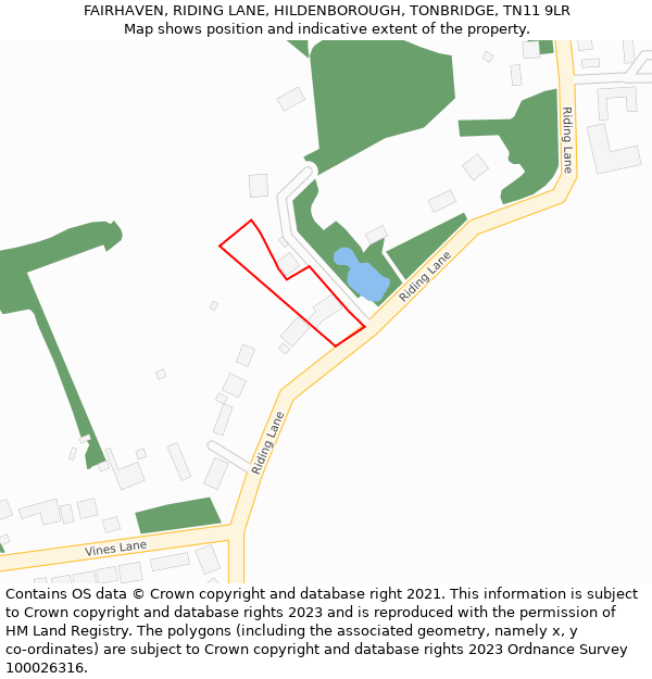 FAIRHAVEN, RIDING LANE, HILDENBOROUGH, TONBRIDGE, TN11 9LR: Location map and indicative extent of plot