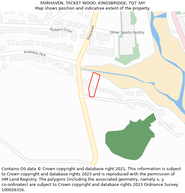 FAIRHAVEN, TACKET WOOD, KINGSBRIDGE, TQ7 3AY: Location map and indicative extent of plot