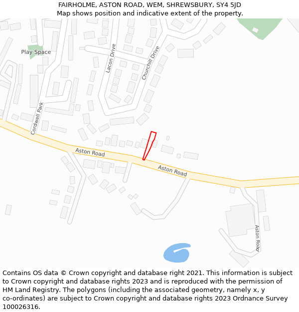 FAIRHOLME, ASTON ROAD, WEM, SHREWSBURY, SY4 5JD: Location map and indicative extent of plot