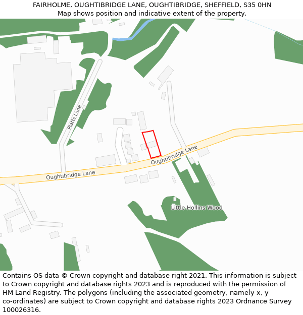 FAIRHOLME, OUGHTIBRIDGE LANE, OUGHTIBRIDGE, SHEFFIELD, S35 0HN: Location map and indicative extent of plot