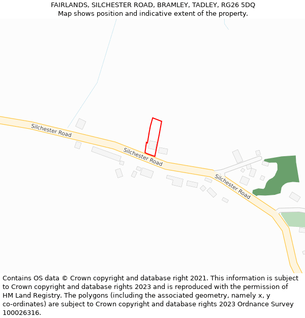 FAIRLANDS, SILCHESTER ROAD, BRAMLEY, TADLEY, RG26 5DQ: Location map and indicative extent of plot