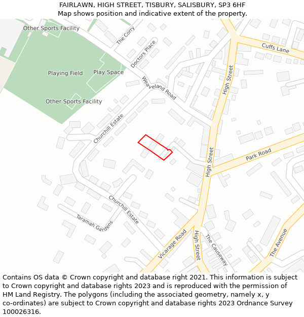 FAIRLAWN, HIGH STREET, TISBURY, SALISBURY, SP3 6HF: Location map and indicative extent of plot