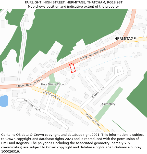 FAIRLIGHT, HIGH STREET, HERMITAGE, THATCHAM, RG18 9ST: Location map and indicative extent of plot