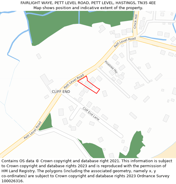 FAIRLIGHT WAYE, PETT LEVEL ROAD, PETT LEVEL, HASTINGS, TN35 4EE: Location map and indicative extent of plot