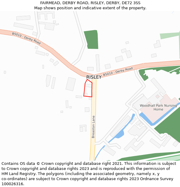 FAIRMEAD, DERBY ROAD, RISLEY, DERBY, DE72 3SS: Location map and indicative extent of plot