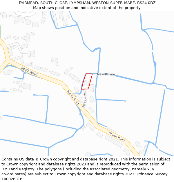FAIRMEAD, SOUTH CLOSE, LYMPSHAM, WESTON-SUPER-MARE, BS24 0DZ: Location map and indicative extent of plot