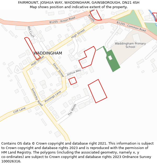 FAIRMOUNT, JOSHUA WAY, WADDINGHAM, GAINSBOROUGH, DN21 4SH: Location map and indicative extent of plot