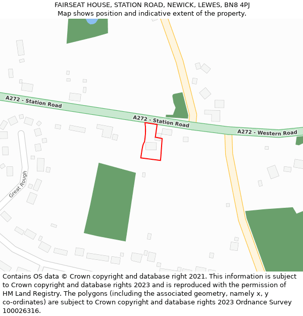 FAIRSEAT HOUSE, STATION ROAD, NEWICK, LEWES, BN8 4PJ: Location map and indicative extent of plot