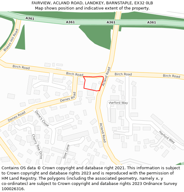 FAIRVIEW, ACLAND ROAD, LANDKEY, BARNSTAPLE, EX32 0LB: Location map and indicative extent of plot