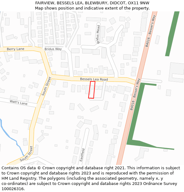 FAIRVIEW, BESSELS LEA, BLEWBURY, DIDCOT, OX11 9NW: Location map and indicative extent of plot