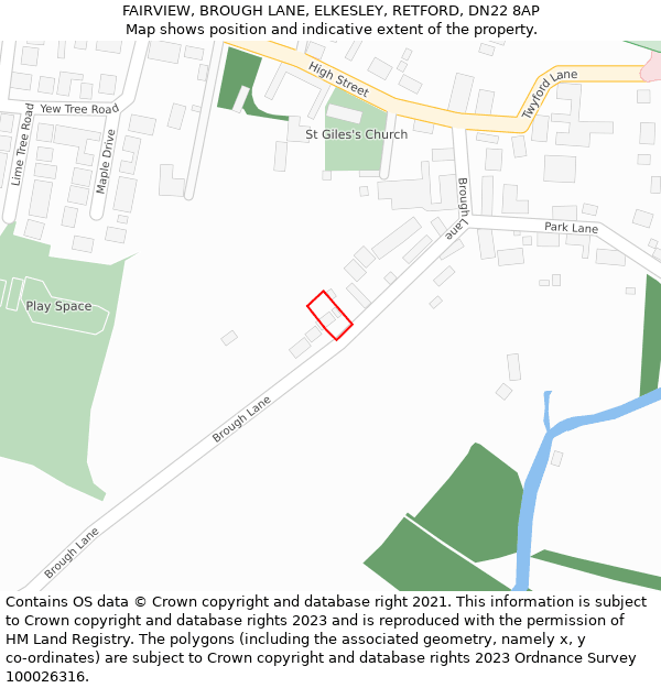 FAIRVIEW, BROUGH LANE, ELKESLEY, RETFORD, DN22 8AP: Location map and indicative extent of plot