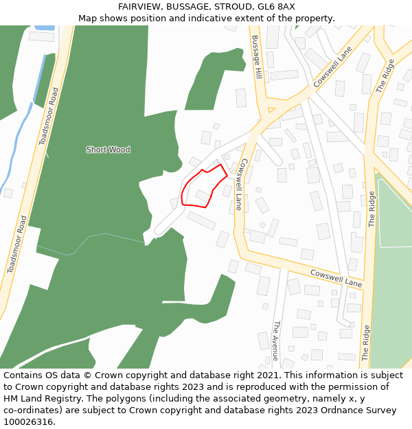 FAIRVIEW, BUSSAGE, STROUD, GL6 8AX: Location map and indicative extent of plot