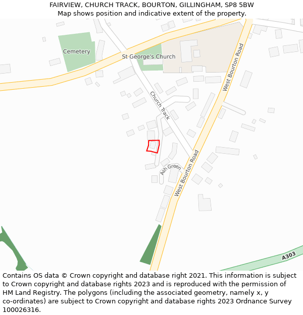 FAIRVIEW, CHURCH TRACK, BOURTON, GILLINGHAM, SP8 5BW: Location map and indicative extent of plot